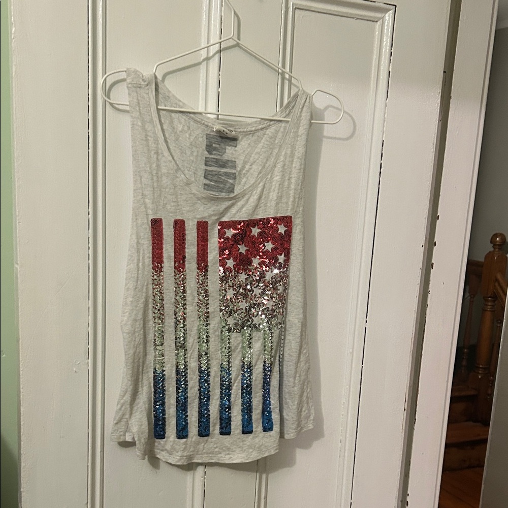 Victoria's Secret Red, Silver, Blue Sequin Tank Top